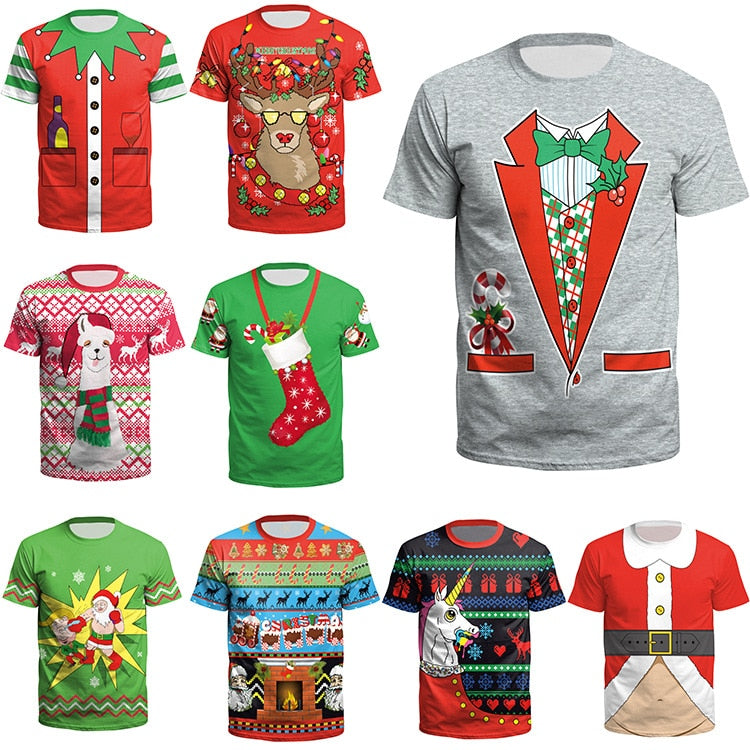 Comfortable Christmas 3D Personality T-shirt